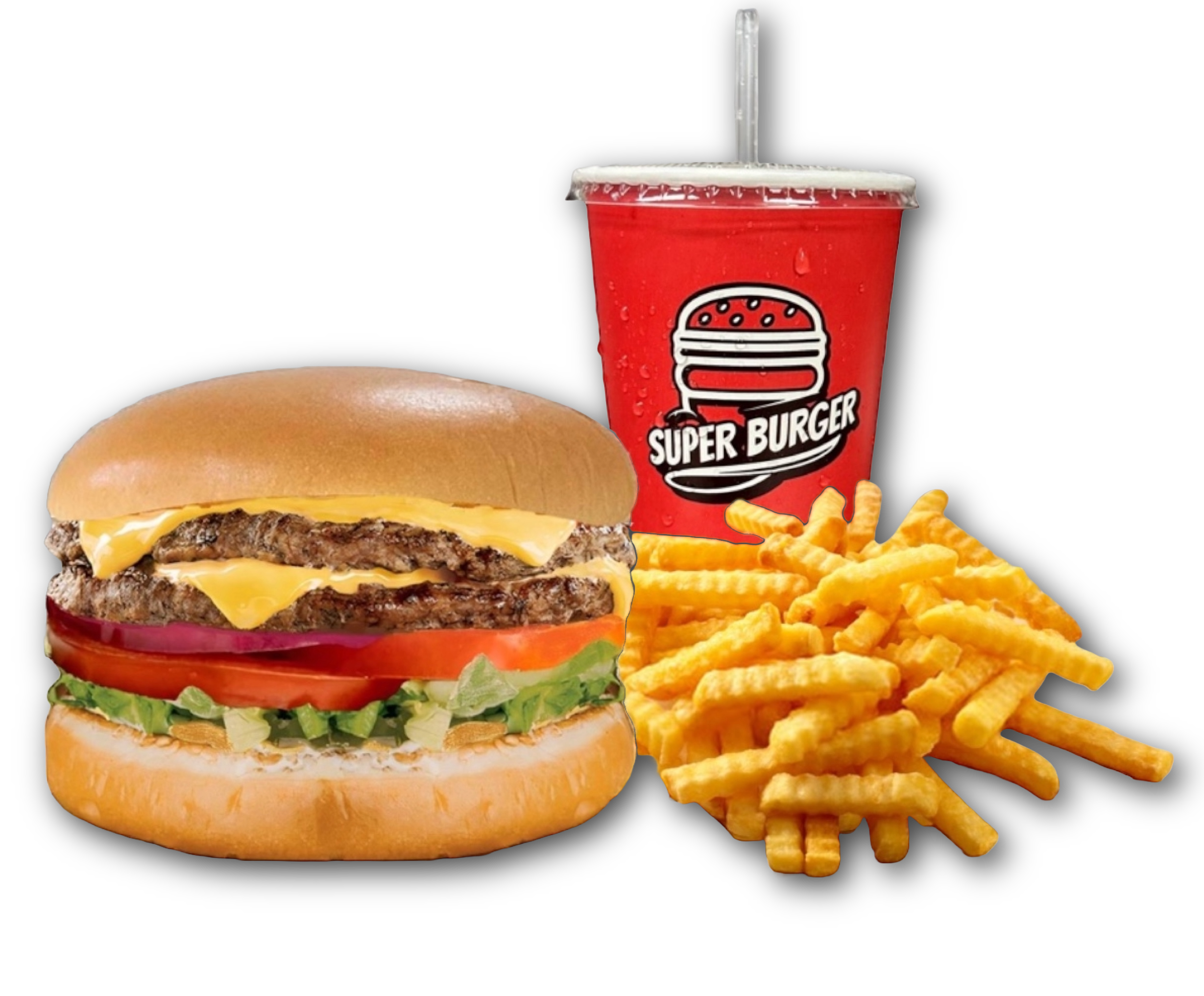 Delicious Kings Burger with fresh lettuce, tomato, American cheese and signature King Sauce - Best burger in Corcoran CA