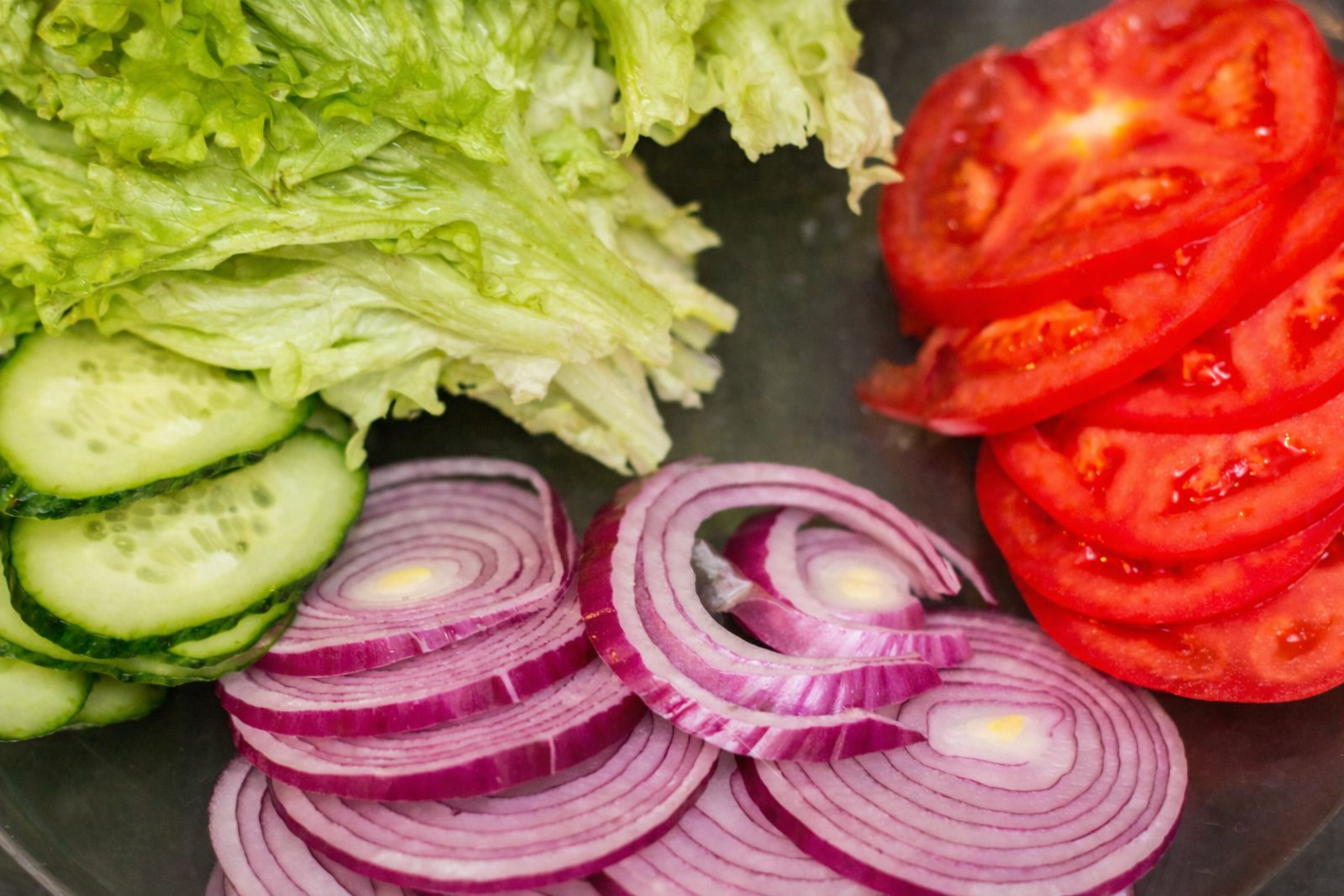 Fresh cut lettuce, tomatoes and onions - Daily prepared vegetables at Kings Drive In Corcoran
